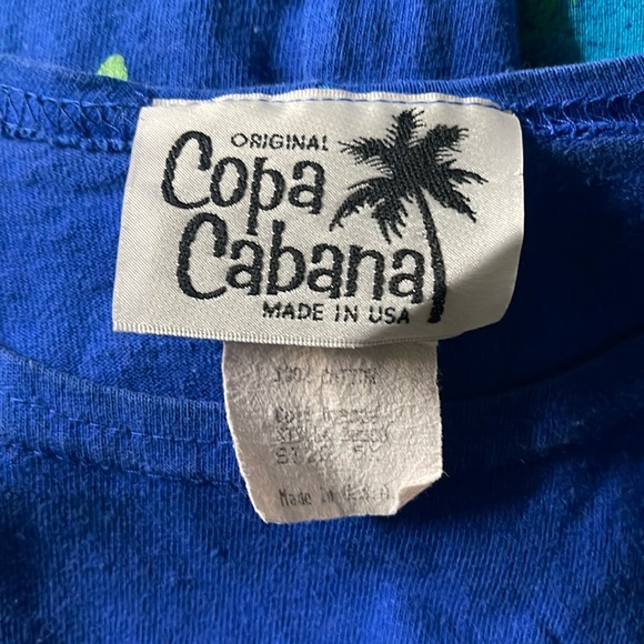 COPA CABANA Vintage Dress T-Shirt Midi Tropical Painted Carribean Blue Size 5X - Picture 10 of 12